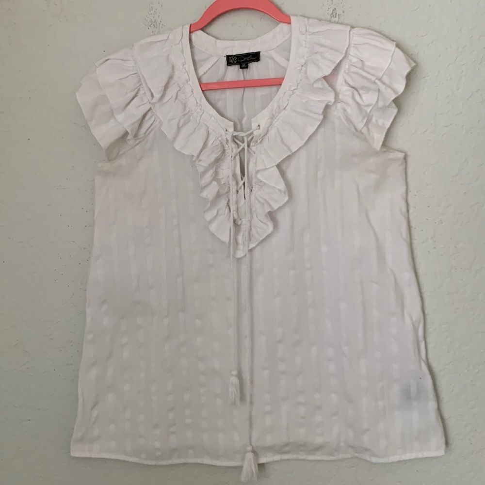 DG2 by Diane Gilman Cotton Blend Ruffles Top Tunic Size M